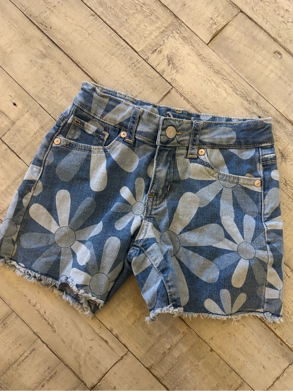 Jordache Blue Daisy Print Denim Shorts